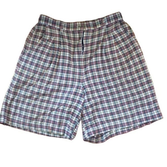 Pants - Multi Color Plaid Shorts 10 Cotton Green Blue Red Yellow White